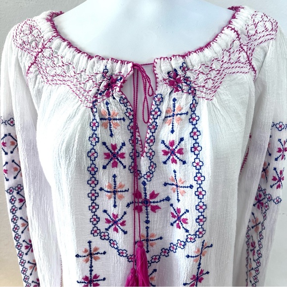 NWOT Robert Roller Rabbit Embroidered Gauze Tunic - Picture 5 of 14